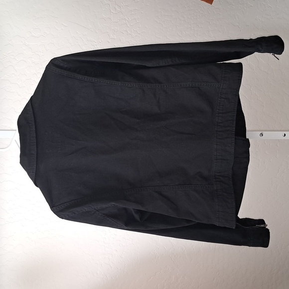 Old Navy  Canvas Moto Jacket Womens Size L Black Asymmetrical Diagonal Z… - Picture 4 of 9